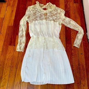 Silk and lace ivory dress